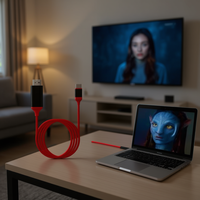 Cable Adaptador Tipo C para 4K, Revestimiento de PVC, Blindaje Trenzado, Cobre Libre de Oxígeno, Macho-Hembra, HDTV, Teléfono, Laptop, MacBook, Plug and Play