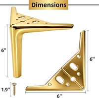 Pieds de meubles dorés en métal triangulaires pour remplacement DIY, adaptés aux canapés, tables, armoires, chaises, commodes et rehausseurs