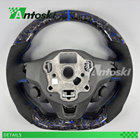 Volant de course personnalisé en fibre de carbone forgée bleue pour Volkswagen Golf MK8 R GTI Touareg Jetta Tiguan 2019-2025 - Accessoires de course