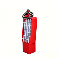 Support de présentation au sol en carton pour décorations de Noël avec logo personnalisé, plusieurs compartiments, grilles et trous, promotion de Noël pour les magasins de détail