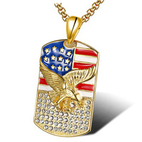 Collier pendentif Aigle Américain en alliage plaqué or, style hip-hop transfrontalier euro-américain, vente en gros