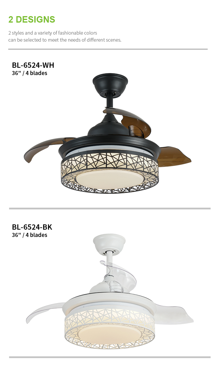Breezelux retractable ceiling fan with light