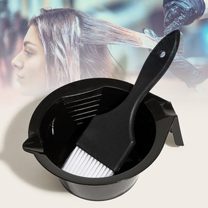 Ensemble bol et pinceau pour coloration des cheveux, en plastique noir, pour salon, coloration des cheveux, tous types de cheveux, usage permanent - Product Image 1