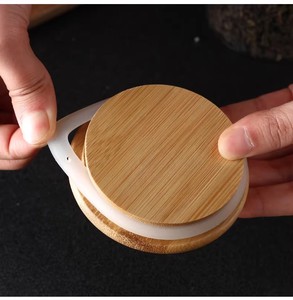 Bouteille en verre borosilicate de haute qualité, hermétique, pour le stockage des aliments et des noix, diamètre 47 mm, 37 mm, 30 mm, avec couvercle en bambou et bouchon en liège. - Product Image 5