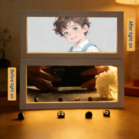 Lumières décoratives LED personnalisées avec personnage d'anime pour animaux de compagnie, cadres en bois, cadres photo d'intérieur avec télécommande rechargeable