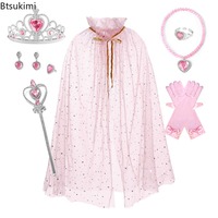 Ensemble de cape de princesse d'Halloween pour filles, robe en tulle semi-transparente, costume de cosplay pour fête d'anniversaire, cape de carnaval de Noël