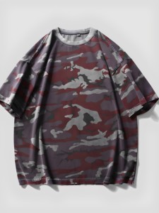<span class=keywords><strong>T</strong></span>-<span class=keywords><strong>shirt</strong></span> décontracté pour <span class=keywords><strong>homme</strong></span> en coton 100% vintage lavé, à rayures <span class=keywords><strong>camouflage</strong></span>, à manches courtes, imprimé tendance, ample et polyvalent - Product Image 5