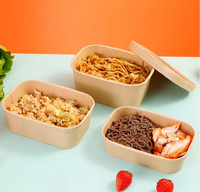 Bol à salade en papier enduit biodégradable imprimé sur mesure, écologique, à paroi simple, conteneur alimentaire multi-tailles, couvercle transparent