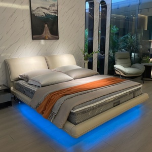 ชุดเตียงไม้ขนาดคิงไซส์สีทองหรูหราเบาสบายทนทานเตียงหรูหรา - Product Image 2
