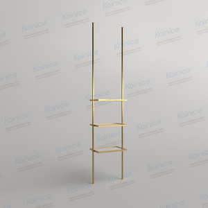 Kainice sang trọng thép không gỉ Boutique vàng Tường treo quần áo Rack hiển thị kim loại quần áo treo Rack hiển thị cho các cửa hàng - Product Image 6