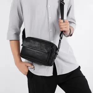 Fashion Soft Small Strap Luxury Leather Messenger Shoulder Cross Body Men Bag Customizable Crossbody Bags For Mes'S