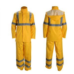 Chaqueta Impermeable de Alta Calidad para Trabajo al Aire Libre, Reflectante, de <span class=keywords><strong>2</strong></span> Piezas, con Capucha, Traje de Lluvia de PVC - Product Image 5
