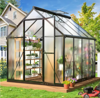 Mini serre moderne en métal de 6 x 4 pieds avec couverture en polycarbonate, prête pour la culture hydroponique, bac à jardin surélevé