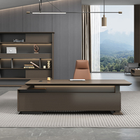 Bureau de direction de luxe en forme de L avec armoire latérale pour projet de mobilier de bureau