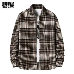 New Design Facecloth Thickened Plaid Shirt Men's Style Jacket Shirt Trench Coat Men