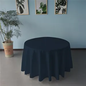 Bán Buôn Polyester Tùy Chỉnh Trắng 120 Inch Vòng Ngoài Trời Đảng Tiệc Đám Cưới Khăn Trải Bàn Khăn Trải Bàn Vải Cho Các Sự Kiện