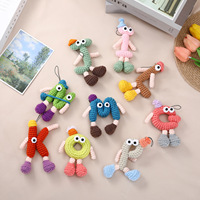 Porte-clés personnalisé en crochet avec lettres de l'alphabet, motif dessin animé mignon, poupée lettre tricotée à la main, porte-clés tissé pour sac, cadeau pour femmes et enfants