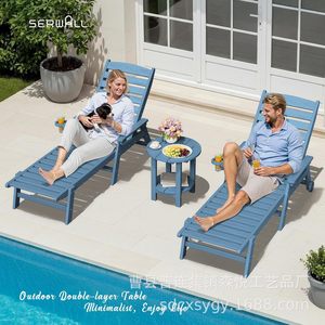 Conjunto de mesa y sillas de madera redondas para jardín, patio, terraza, villa, hotel, cafetería, estilo rústico. - Product Image 5