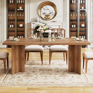 2024 moderna casa colonica in legno Vintage marrone rettangolare da 4 a 6 posti in legno cena tavoli da <span class=keywords><strong>160</strong></span> <span class=keywords><strong>cm</strong></span> per la sala da pranzo mobili - Product Image 3