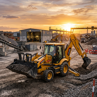 LOVOL Günstiger Radlader-Bagger Diesel-Erdbewegungsmaschine Mini-Baggerlader Anhängerbagger