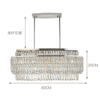 Lustre élégant en cristal chromé, luminaire suspendu rectangulaire pour salle à manger et salon