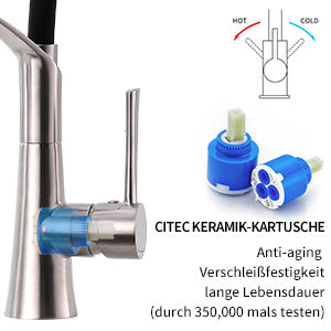 wholesale Unique Design 304 SS Single Handle Pull Out Pull Down Wheel Kitchen Faucet - Product Image 3