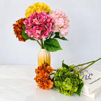 Vente en gros d'usine, fleurs artificielles en hydrangea bleu au toucher réel, tige unique, fleurs artificielles pour bouquet de mariage, vase, décoration de la maison