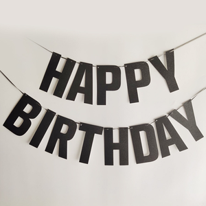 MerriWish Ghirlanda di Bandierine a Forma di Lettere Nere per Decorazioni di Compleanno e Baby Shower, Bandiere di Carta Colorate - Product Image 1