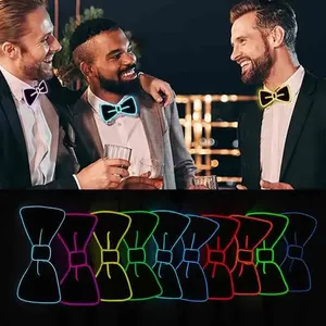 Ánh sáng lên BOW TIE cho nam giới <span class=keywords><strong>Led</strong></span> Neon Bowtie hài hước quan hệ phụ nữ phát sáng trong bóng tối bên trang phục khiêu vũ sinh nhật đám cưới Nguồn cung cấp bên - Product Image 6
