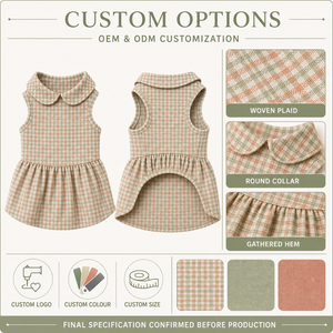 Robes pour chiens à carreaux avec col Peter Pan, jupe sans manches respirante, tenue pour chien, couleur personnalisée OEM ODM pour chiens de petite et moyenne taille - Product Image 2