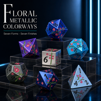 Offre Spéciale gracieux fleur embellir Style polyédrique prune jeu de dés dés Dnd métal dés pour donjons et Dragons cadeaux