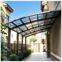 Abri de voiture moderne de luxe en aluminium avec toit en polycarbonate pour villa, garage, zone de stationnement, auvent robuste (2 voitures)