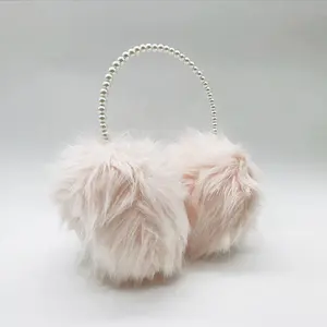 2023 Factory Customization Comfortable Earmuffs Pink Fashion Design With Pearl Head Band Of Winter Plush Earmuffs