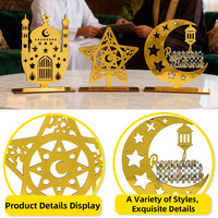 Décorations Ramadan 2026, Panneaux de fête du Moyen-Orient, Artisanat en bois Lune Étoiles Château, Ornement de table Aïd al-Fitr, Vente en gros