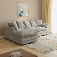 Ensemble de Canapés Turcs Moderne en Tissu Gris en Forme de L