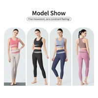 Ensemble de yoga 2 pièces pour femmes avec soutien-gorge intégré, séchage rapide, uni, sans couture, coupe ajustée, vêtements de sport pour la gym