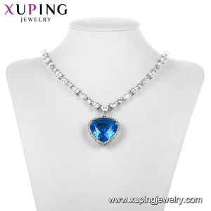 Collar de boda con diamantes de cristal azul Corazón <span class=keywords><strong>del</strong></span> océano, joyería de lujo, diseño de moda, A00915422 - Product Image 5