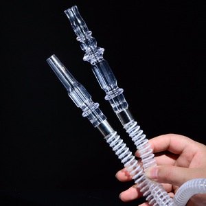 Chicha arabe en stock, tuyau d'eau de 1,8 m, forme de bobine en acrylique blanc, tube télescopique, embout buccal noir, grande tête, portable, minimaliste - Product Image 2
