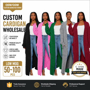 <span class=keywords><strong>Cardigan</strong></span> <span class=keywords><strong>long</strong></span> en <span class=keywords><strong>tricot</strong></span> pour <span class=keywords><strong>femme</strong></span> sur mesure OEM ODM |   Quantité minimale de commande 50-100 pièces |   Fabricant de cardigans en crochet à marque privée - Product Image 1