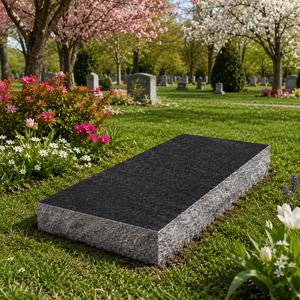 Marqueur plat en granit noir jais à vendre, monument funéraire, design américain, surface noire - Product Image 5