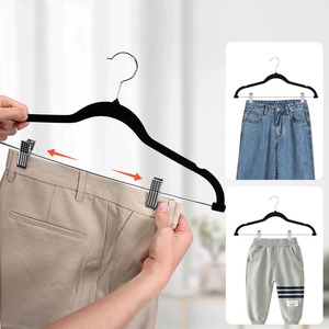 Adult pants hanger, plush fabric hanger with clips, plastic anti-slip clothing store rack, <b>clothes</b> hanger, plastic <b>clothes</b> rack - Product Image 5
