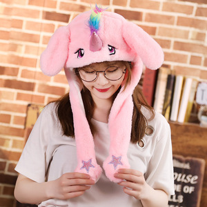 Chapeaux en peluche d'animaux mignons et chauds en coton PP, oreilles de lapin, licorne lumineuse, cadeau unisexe pour l'hiver – Vente chaude - Product Image 4