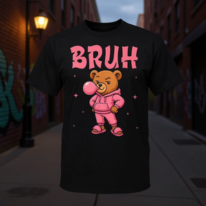 T-shirt à manches courtes sur le thème de l'anniversaire de l'ours en peluche pour filles, col rond rose, imprimé numérique - Product Image 2