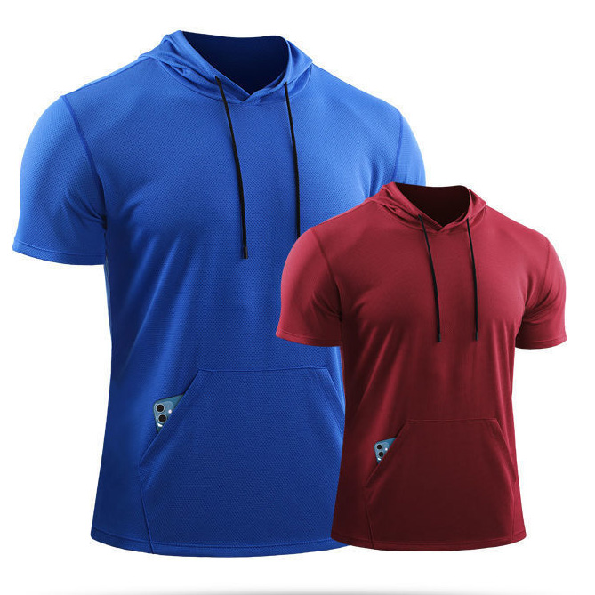 Custom Recycled Polyester Hooded Workout Quick Dry T Shirt Sportswear N2734