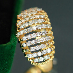 Aazuo – bijoux de luxe en or jaune massif 18 carats, diamants naturels taille brillant, 12.8MM, bague à grandes lignes, cadeau haut de gamme pour femme - Product Image 3