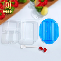 Boîte de nourriture de préparation de repas au micro-ondes avec couvercle Récipients alimentaires en plastique 3 compartiments Cuisine Minimaliste Pp Sac Moulage par injection 295g