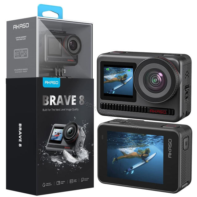 AKASO Brave 8 LE 4K60FPS Action Camera 20MP Photo Touch Screen Waterproof Super Wide Angle 16x Slo-mo SuperSmooth Stabilization