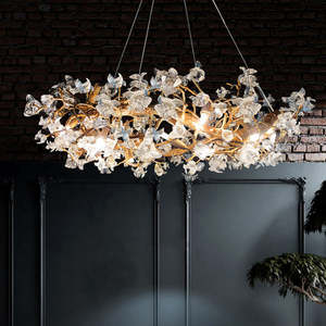 Lustre de branche d'arbre en Offre Spéciale Suspension émaillée en forme de fleur en laiton de luxe moderne avec un design attrayant - Product Image 1
