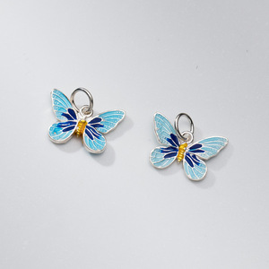 Moda 925 plata esterlina <span class=keywords><strong>esmalte</strong></span> Color dulce mariposa voladora encanto Animal colgante para niñas joyería personalizada collares - Product Image 4