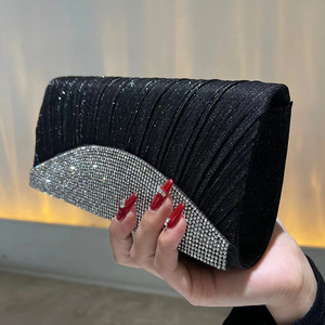 Bolso de mano brillante plisado con diamantes de imitación, bandolera, clutch, bolso de noche hecho a mano para fiesta - Product Image 4